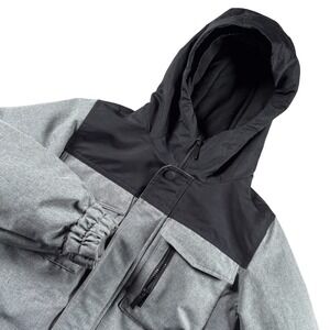 Swiss Alps Hooded Winter Jacket Youth Size M 10/12 Grey‎ Black Colorblock Puffer
